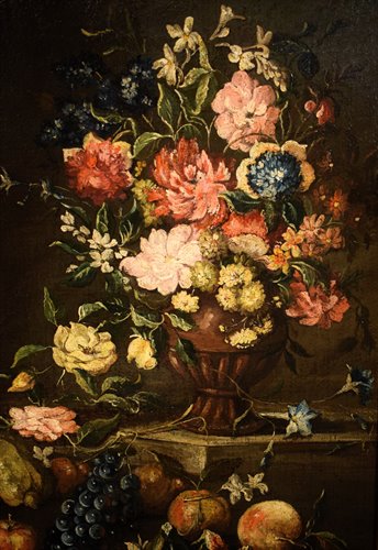 "Natura morta con vaso di fiori e Frutta"